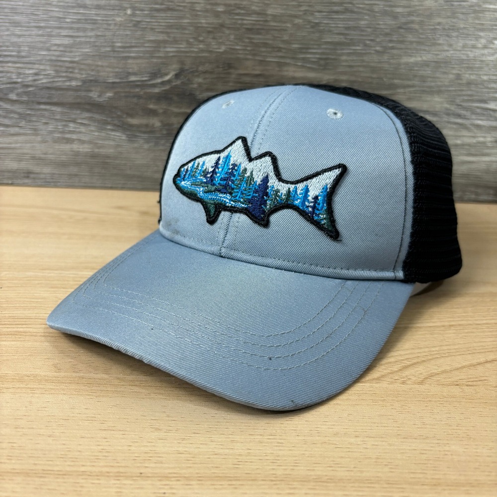 Telluride Hat Cap Snap Back Gray Gray Blue Fish Fishing Outdoors Adjustable